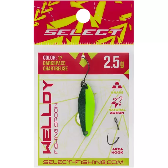Блешня Select Welldy 2.5g 31mm #17 DarkSpace Chartreuse, Вага блешні: 2.5, Колір блешні: #17 DarkSpace Chartreuse, фото , изображение 2